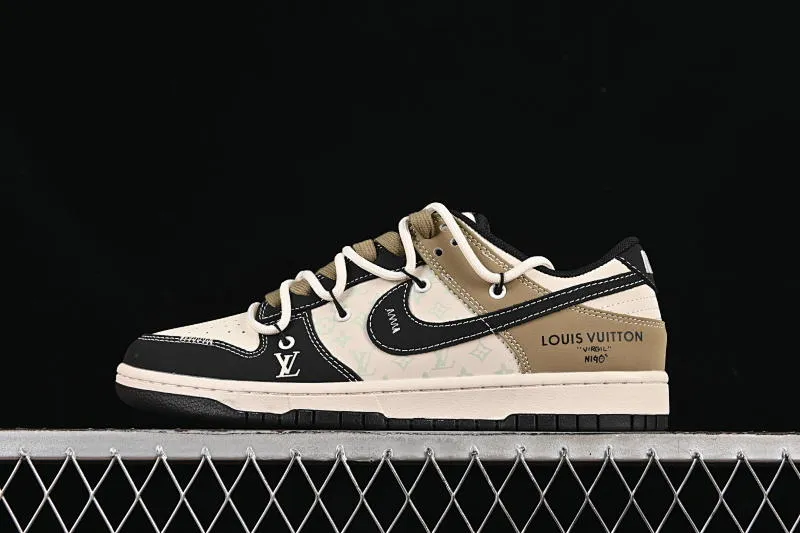 All categories Nk SB Dunk Series Nk SB Dunk Low High-end customized low-top sneakers Nike SB Dunk Low LV joint black and brown drawstring Anniversary high-end customized low-top casual sneakers YX5066-371